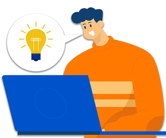  A nerd developer working on computer and generating ideas